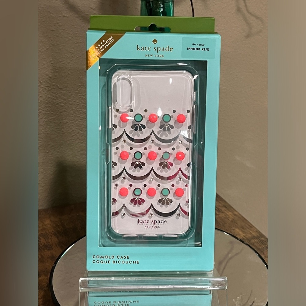 kate spade iPhone Case with Coral Pink & Teal Dot Accents, for iPhone Xs/X, new!